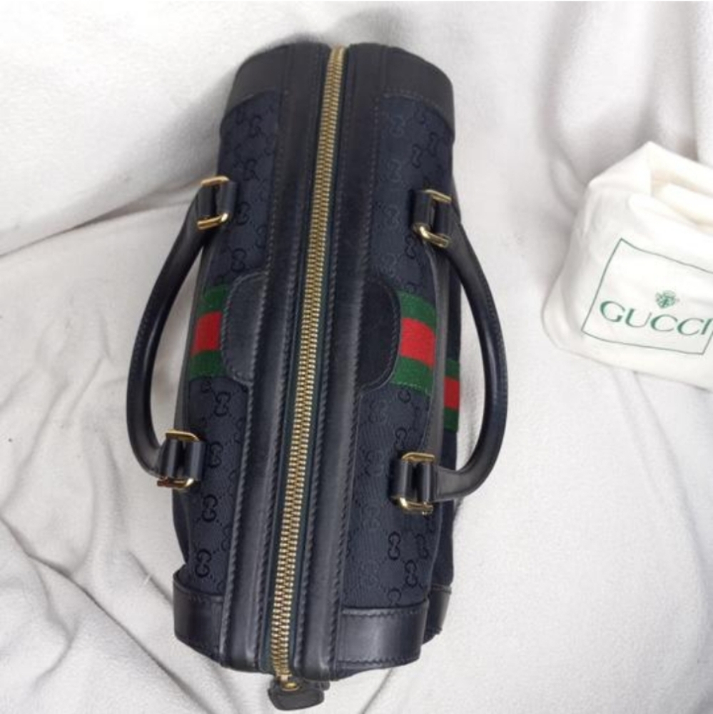 Authentic Vintage Gucci GG Monogram Supreme Sherry Web Ophidia Boston Doctor Bag - Picture 6 of 10